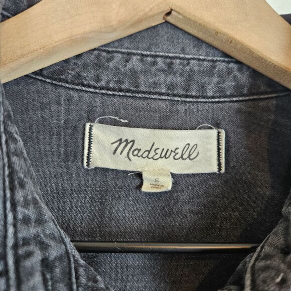 Madewell Denim Popover Top in Black‎ Wash, size S - Picture 3 of 5